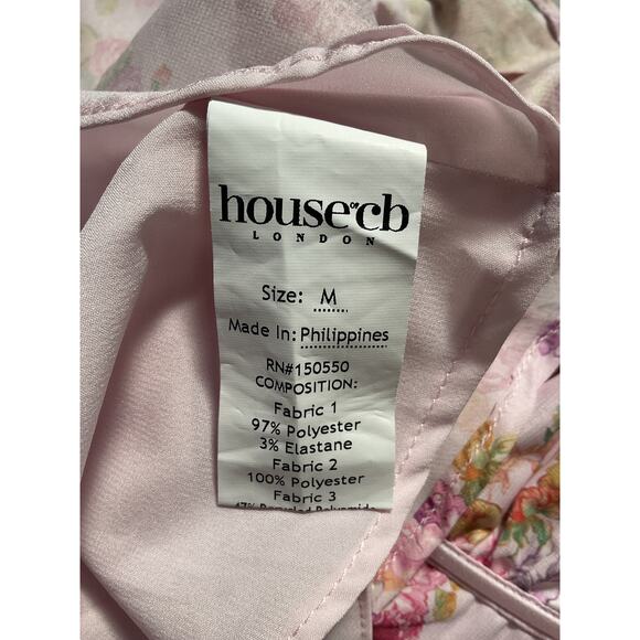 House Of Cb 'Alejandra' Purple Floral Bustier Georgette Dress Size M - Picture 5 of 5